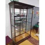 * Edwardian antique shop display unit - with mirrored back panel and glass sides and shelves.