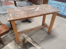 * solid/heavy tall work/artists bench. 1170w x 580d x 850h
