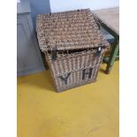 * Large wicker hamper/trunk with metal fitments