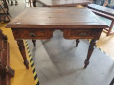 * hardwood desk/side tables with drawers on turned legs. 1070w x 770d x 760h