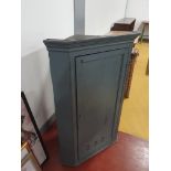 * Antique corner wall drinks cupboard - painted, with distressed patina.
