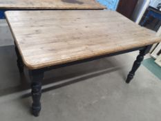 * very nice rustic solid farmhouse table with painted base. 1530w x 920d x 780h