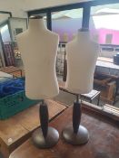 * 2 x childrens upper body fabric mannequins on stands