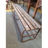 * Vintage heavy framed gym benches with wooden slats 1880w x 360d x 400h