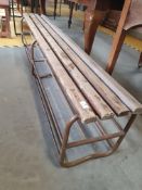 * Vintage heavy framed gym benches with wooden slats 1880w x 360d x 400h