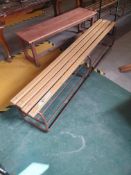 * Vintage heavy framed gym benches with wooden slats 1880w x 360d x 400h