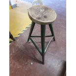 * industrial stool with angled wooden seat and metal base