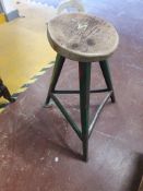 * industrial stool with angled wooden seat and metal base