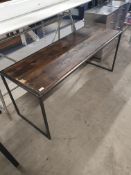 * Industrial display bench with rustic top. 140w x 500d x 600h