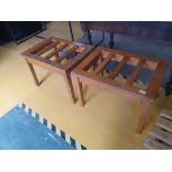 * Pair of solid oak hotel luggage stands. 630w x 450d x 450h