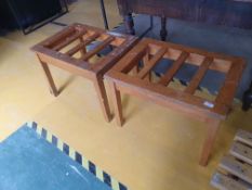 * Pair of solid oak hotel luggage stands. 630w x 450d x 450h
