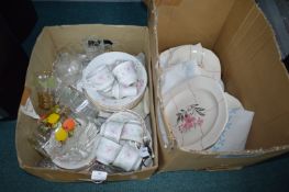 Two Boxes of Vintage Pottery & Glassware
