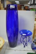 Murano Blue Glass Vase and Dish