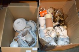 Two Boxes of Vintage Pottery Cups & Saucers, and G
