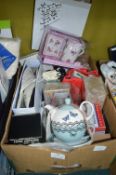 Boxed Teapots, Mugs, Slippers, Glassware, etc.