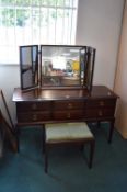 Stag Six Drawer Dressing Table with Triple Mirror