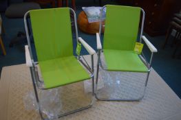 Pair of Homebase Green Folding Picnic Chairs