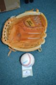 Leather Baseball Glove and Baseball