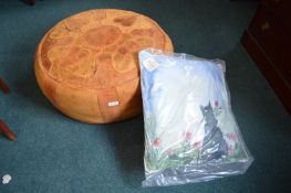 Leather Pouffe and a Cat Cushion