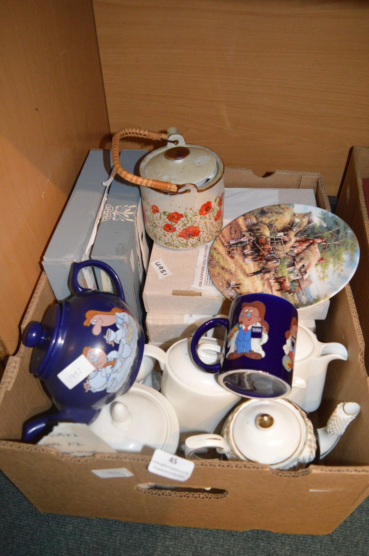 Teapots and Wall Plates Including Tetley Tea Folk