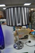 Chrome Table Lamp with Stripped Shade