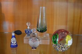 Glass Paperweight and Decorative Scent Bottles etc