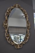 Gilt & Cream Framed Beveled Edge Oval Mirror