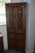 Glazed Oak Corner Cabinet