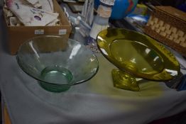 Two Large Coloured Glass Fruit Bowls