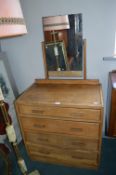 1950's Oak Four Drawer Dressing Chest with Mirror