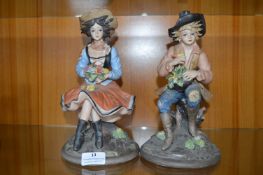 Pair of Capodimonte Figurines Boy & Girl with Flow