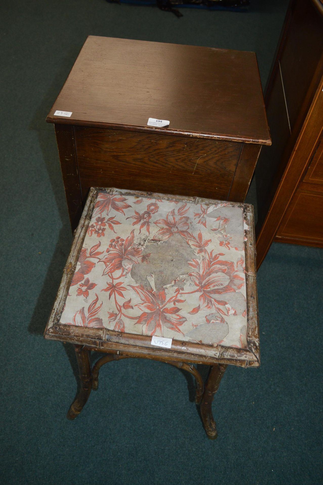 1930's Oak Workbox plus Victorian Bamboo Stool