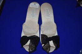 *Jaimies of Paris Cream Slip-On Shoes with Black Lace Bow Size: 38 RRP £85