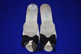 *Jaimies of Paris Cream Slip-On Shoes with Black Lace Bow Size: 37 RRP £85