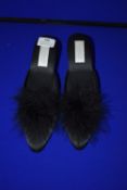 *Jaimies of Paris Full Front Mules with Feather Detail Size: 38 RRP £129