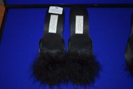 *Jaimies of Paris Black Mule Slip-Ons with Feather Detail Size: 36 RRP £