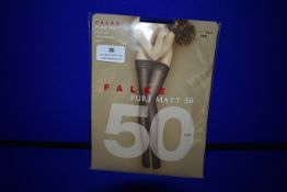 *Falke 1x Pair Pure Matt 50 Den Stay Up Semi Opaque Matt Size: 8.5-9 Black RRP £24