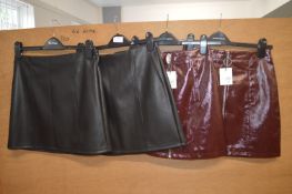 *4x Assorted Faux Leather Mini Skirts