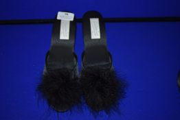 *Jaimies of Paris Black Mule Slip-Ons with Feather Detail Size: 38 RRP £