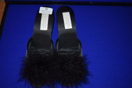 *Jaimies of Paris Black Mule Slip-Ons with Feather Detail Size: 38 RRP £
