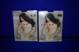 *Falke 2x Pairs Shelina 12 Den Tights Ultra Transparent Shimmer Size: M Perfect Black RRP £22
