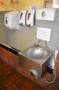 *Knee Operated Stainless Steel Wash Hand Basin with Triton T30i Water Heater, Soap Dispensers, and