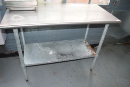 *Stainless Steel Topped Preparation Table on Tubular Legs 135x60cm