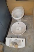 White Ceramic Toilet Pan, Round Sink, Rectangle Sink, and Plugs