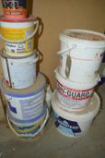 Various Tubs of Paint, Dry Guard, Mortar, Kerolastic, etc.