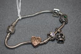 Pandora Bracelet with Four Charms