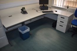 *Two Tone Grey Office Suite Comprising L-Shape Desk with Righthand Return, Side Table, and