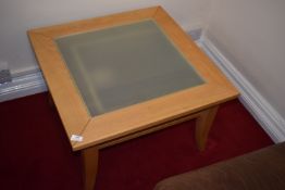 *Square Beech Framed Table with Frosted Glass Insert