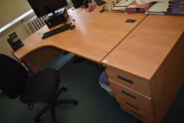 *L-Shape Desk with Standalone Four Drawer Unit