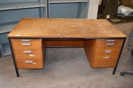 Wooden Office Desk with Six Drawers